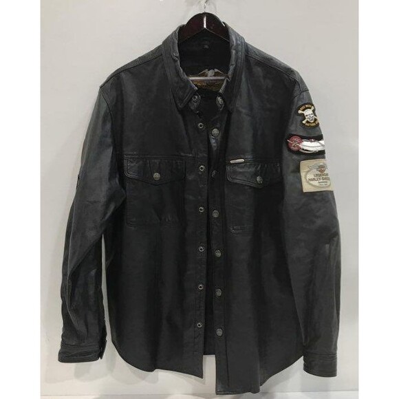 Vintage Harley-Davidson Black Leather Shirt Jacket XL